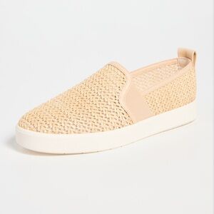 New Women's Vince Blair Raffia Beige Slip-On Loafers Size 9M